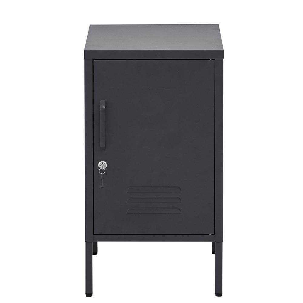 Bedside Table Metal Cabinet - Black/Green