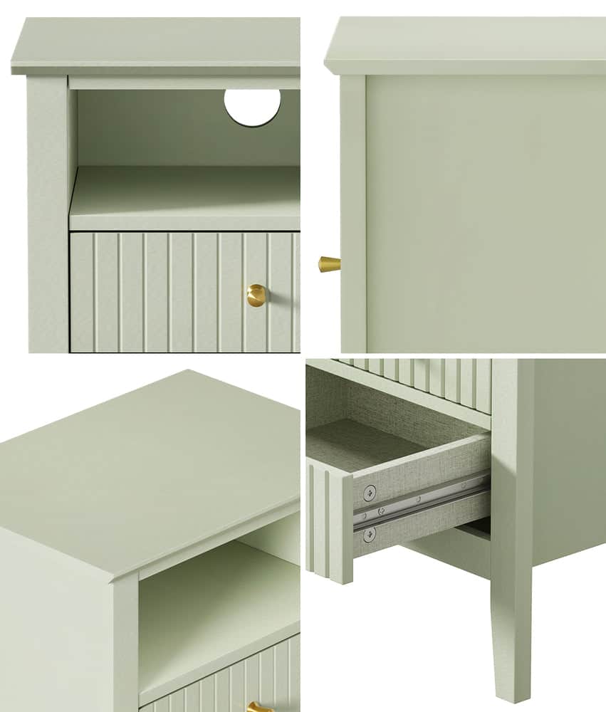 Bedside Table Nightstand 2 Drawer Storage Cabinet Bedroom Green