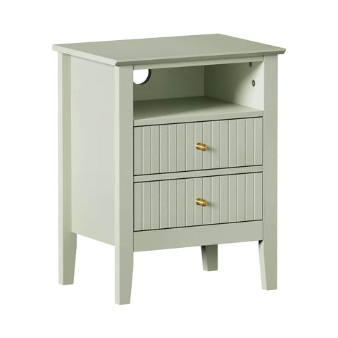 Bedside Table Nightstand 2 Drawer Storage Cabinet Bedroom Green