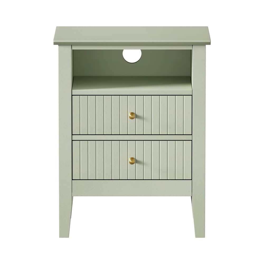 Bedside Table Nightstand 2 Drawer Storage Cabinet Bedroom Green