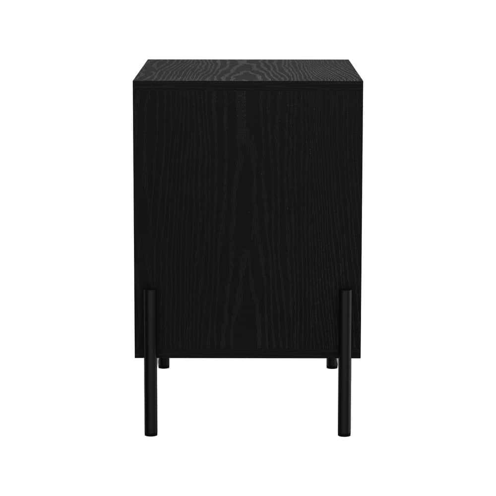 Bedside Table Nightstand Drawer Storage Cabinet Walnut & Black