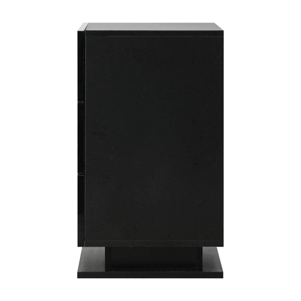 Bedside Table RGB LED Nightstand Cabinet 3 Drawers Side Table Furniture