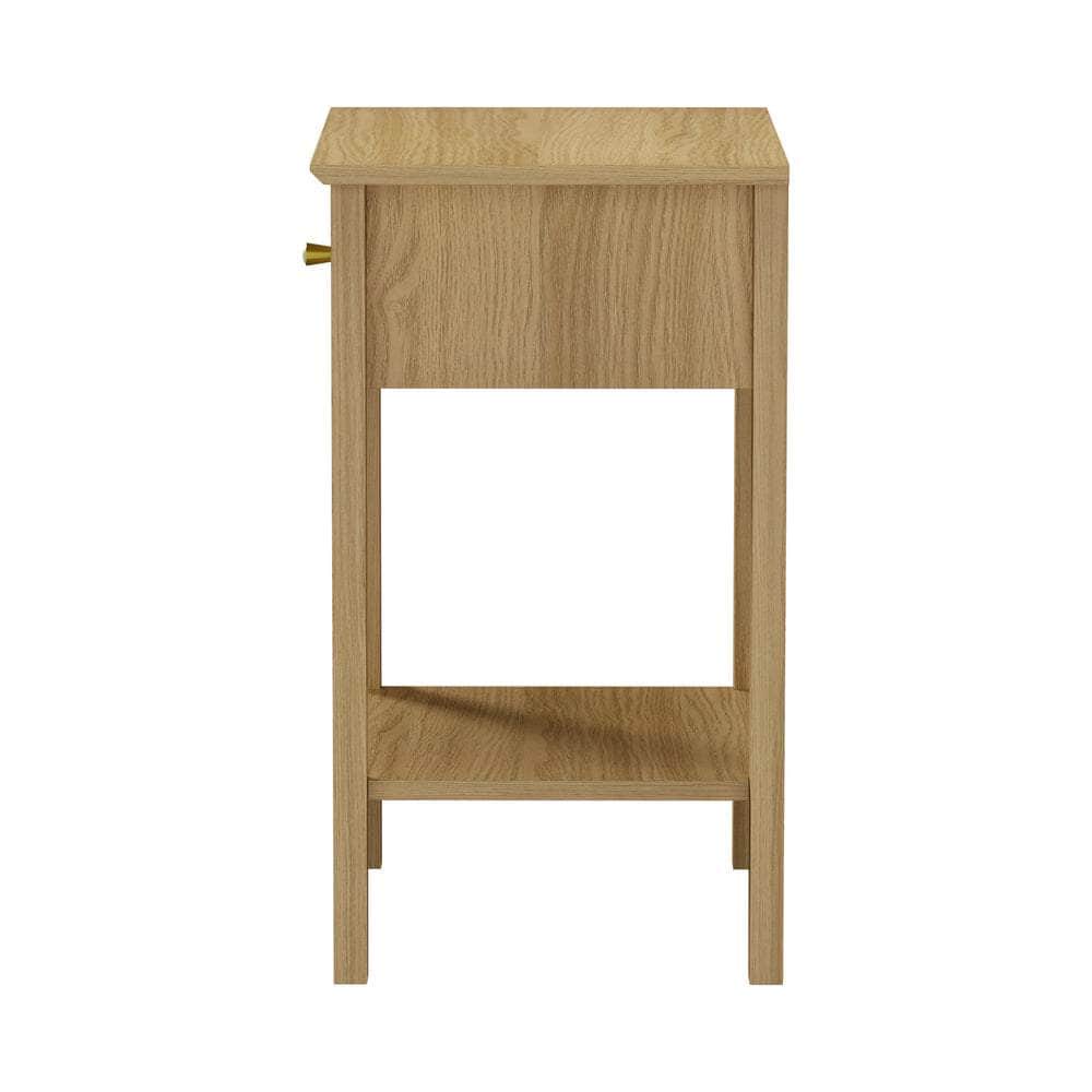 Bedside Table with 1 Drawer Open Shelf Nightstand Natural