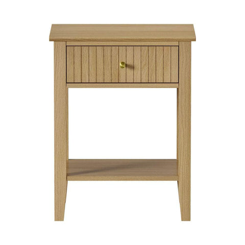 Bedside Table with 1 Drawer Open Shelf Nightstand Natural
