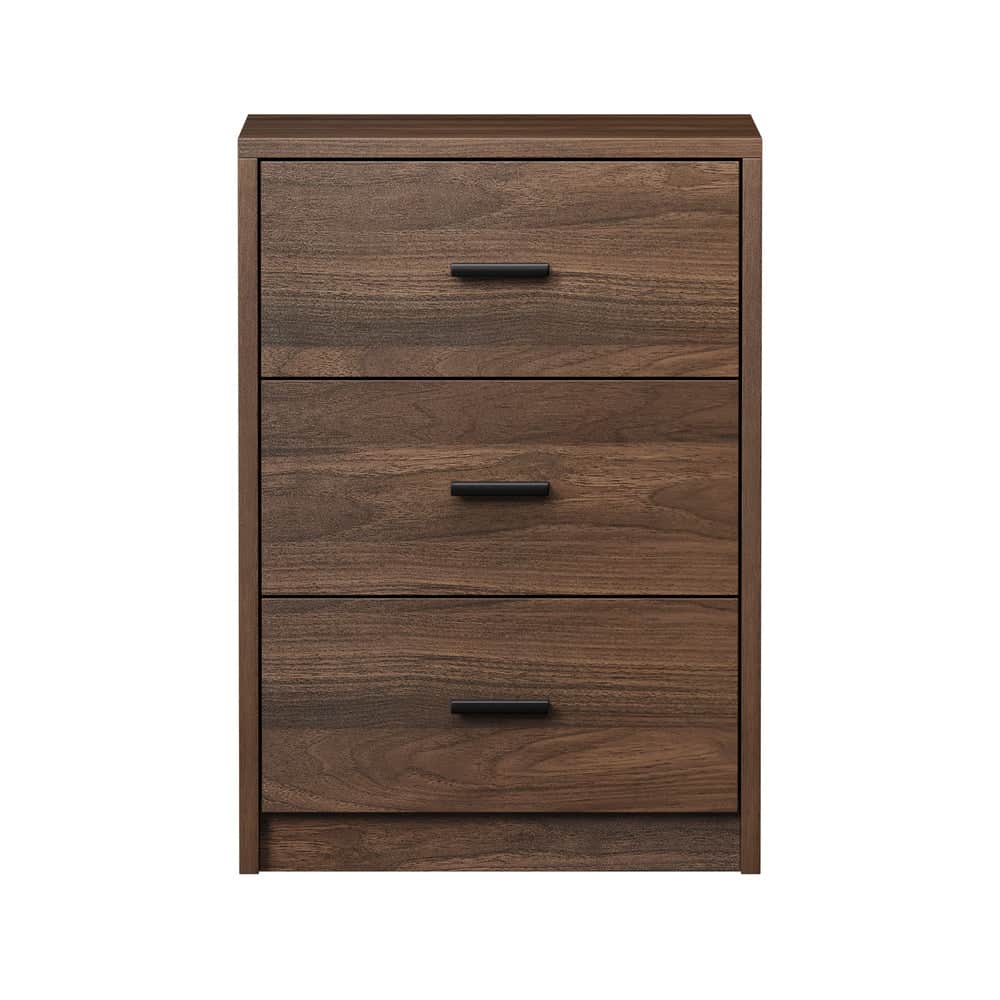 Bedside Table With 3 Drawers Bedroom Nightstand Storage Cabinet Natural/Walnut