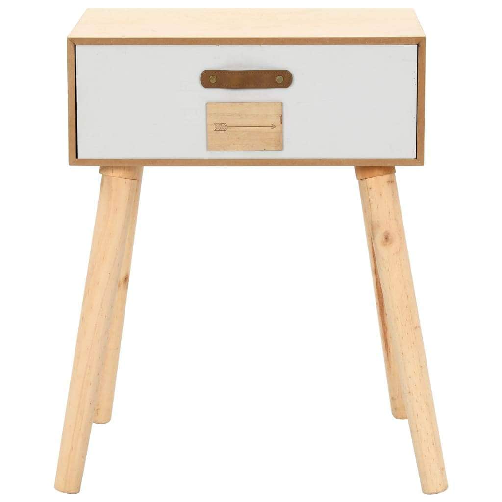 Bedside Table with a Drawer Solid Pinewood