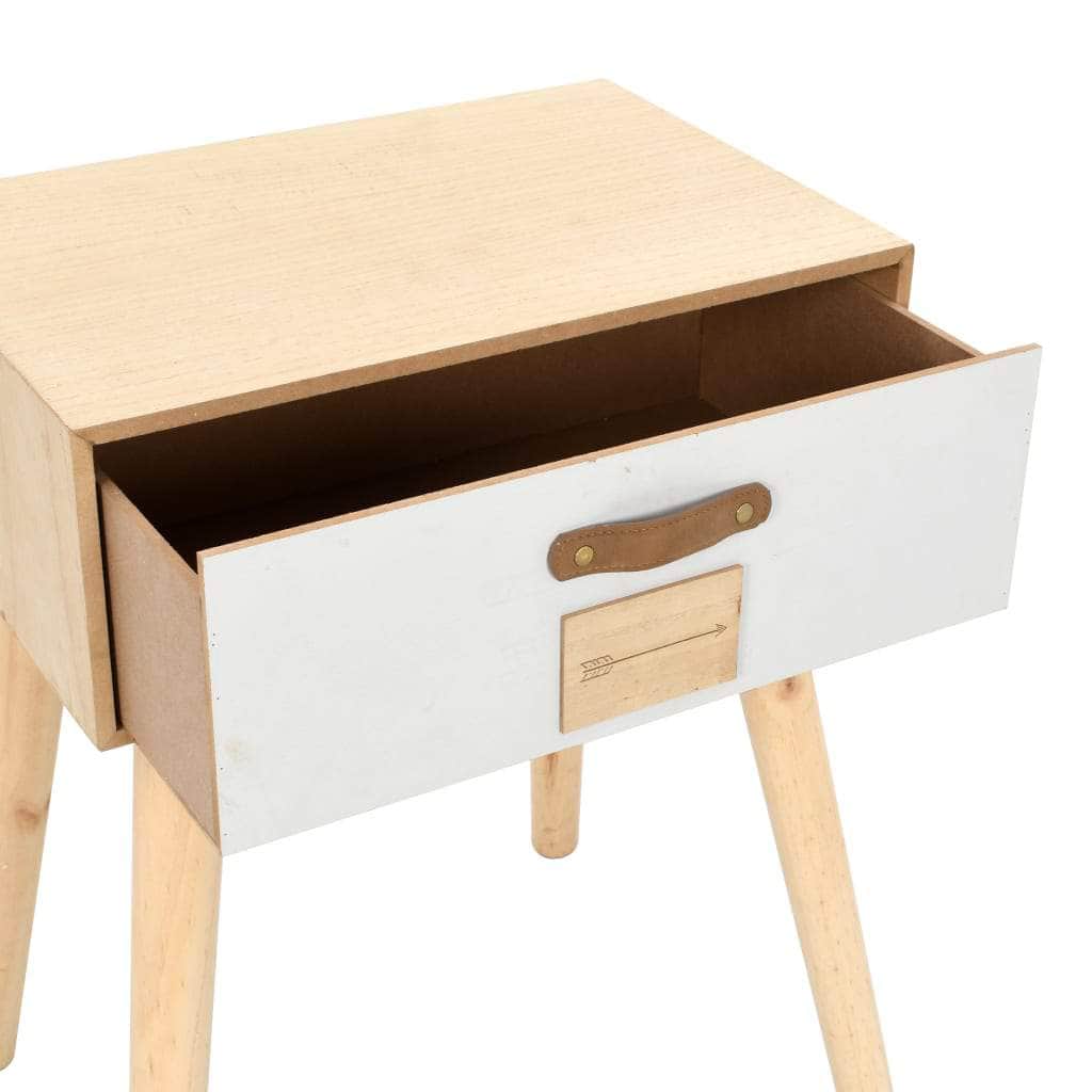 Bedside Table with a Drawer Solid Pinewood