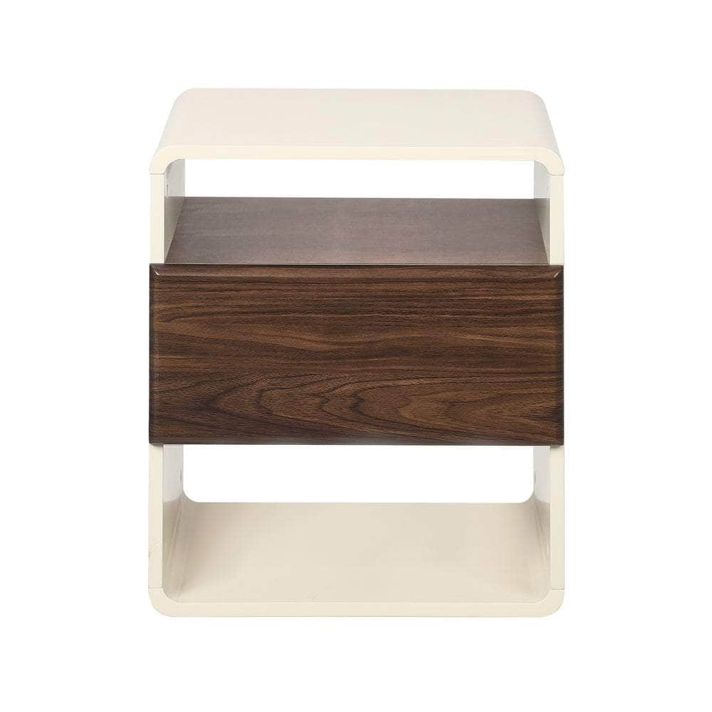 Bedside Table With Drawer Open Shelves Retro-Modern