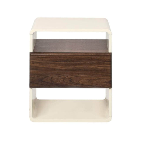 Bedside Table With Drawer Open Shelves Retro-Modern