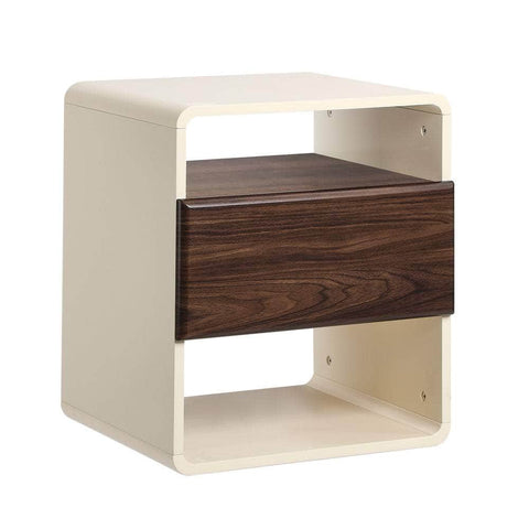 Bedside Table With Drawer Open Shelves Retro-Modern