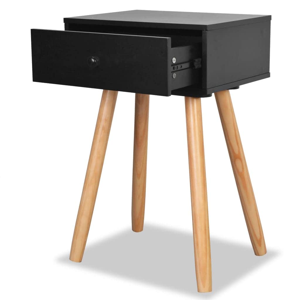 Bedside Tables 2 pcs Solid Pinewood  Black