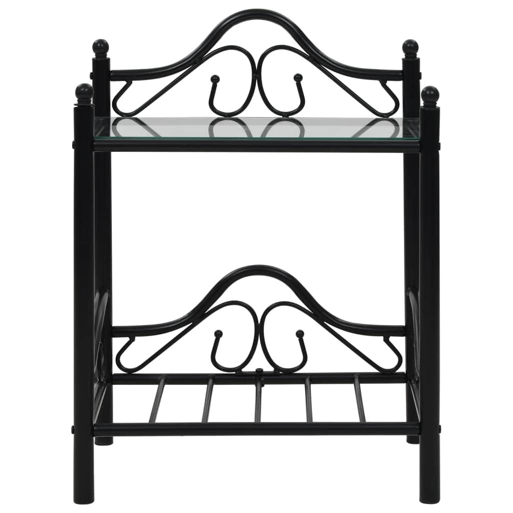 Bedside Tables 2 pcs Steel and Tempered Glass  Black