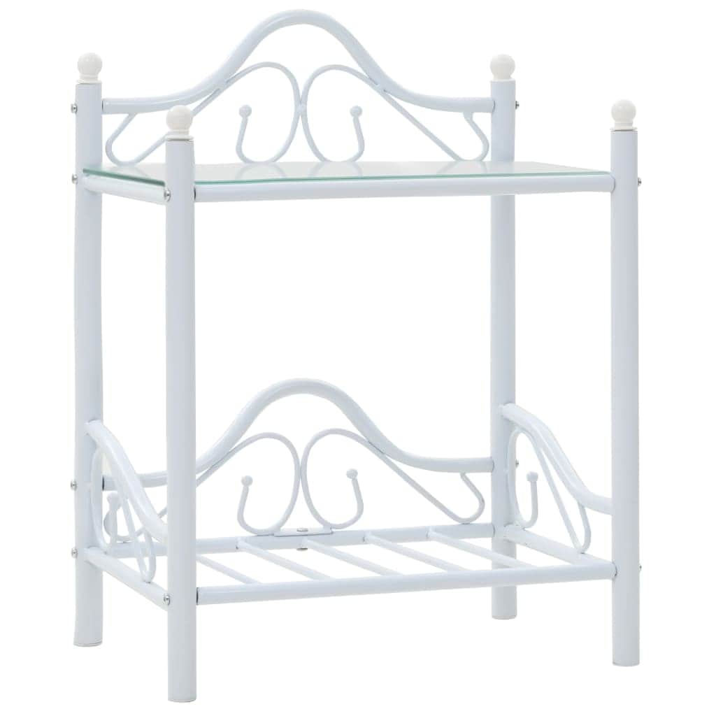 Bedside Tables 2 pcs Steel and Tempered Glass  White