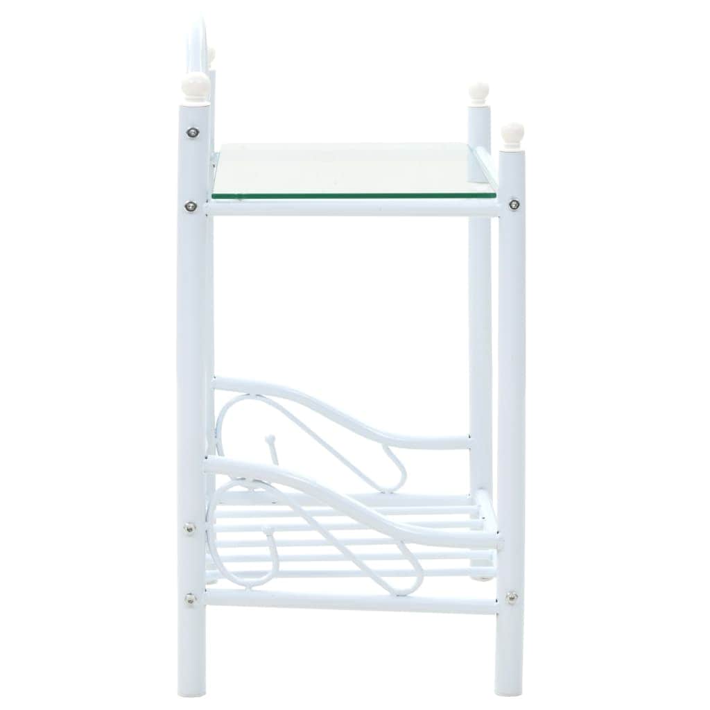 Bedside Tables 2 pcs Steel and Tempered Glass  White
