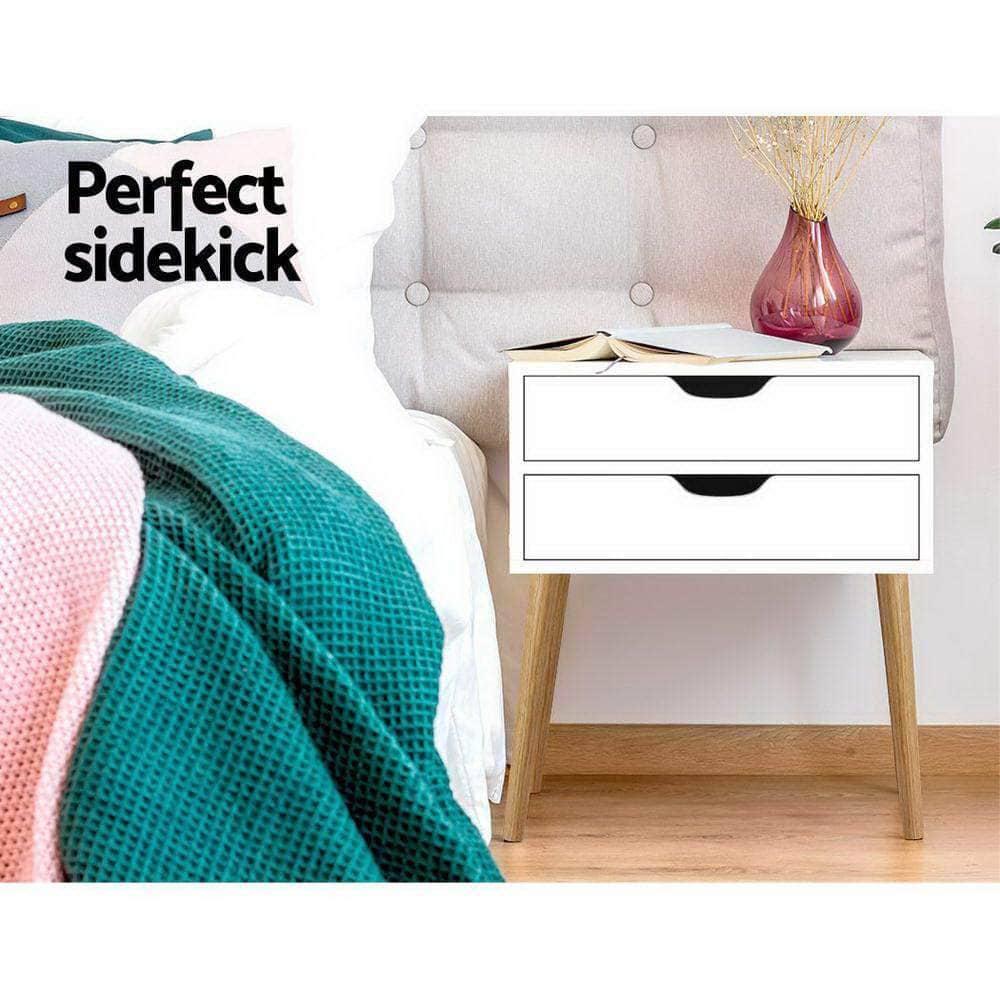 Bedside Tables Drawers Side Table Nightstand Wood Storage Cabinet White