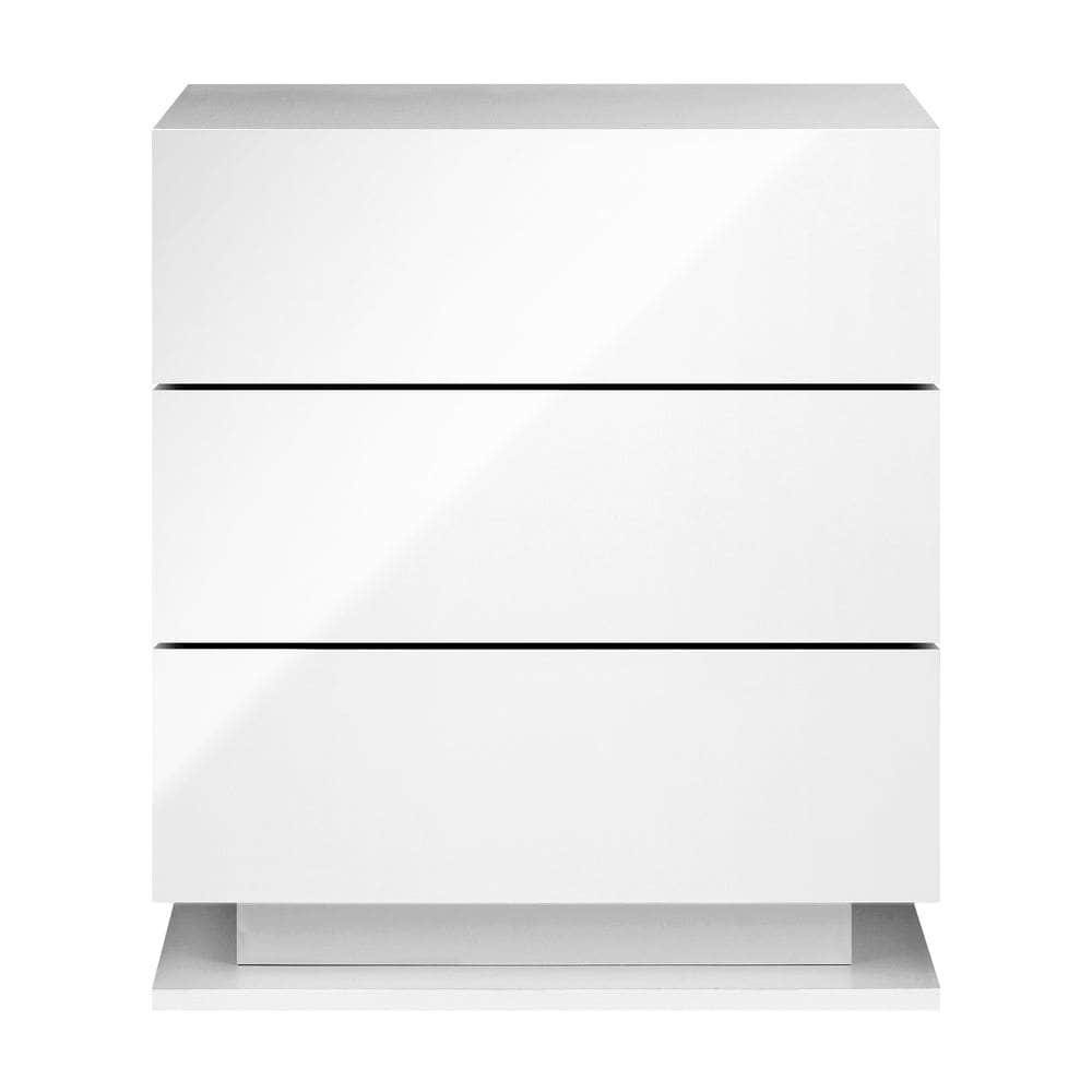 Bedside Tables Set of 2 LED Nightstand 3 Drawers