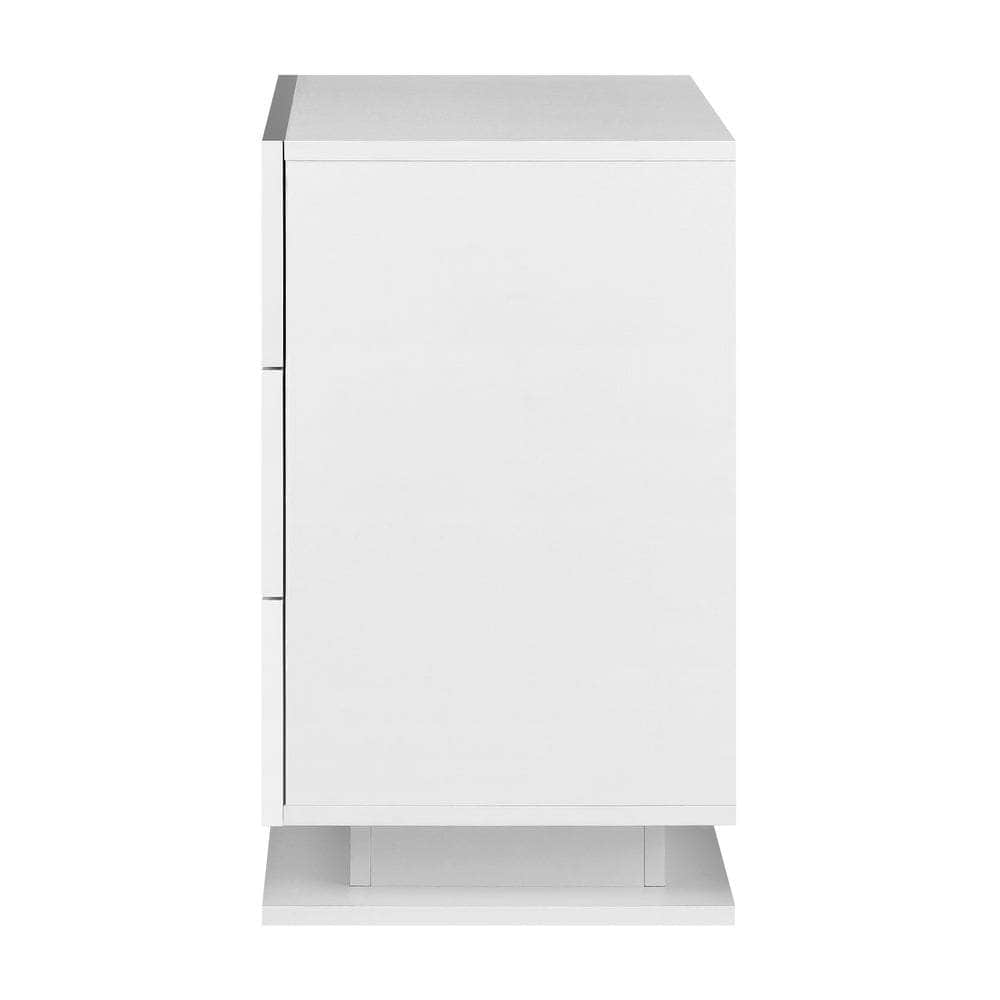 Bedside Tables Set of 2 LED Nightstand 3 Drawers