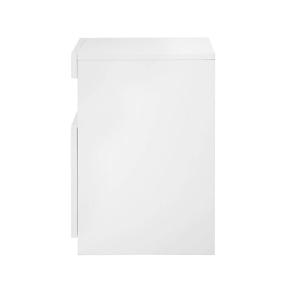 Bedside Tables Set of 2 LED Nightstand White