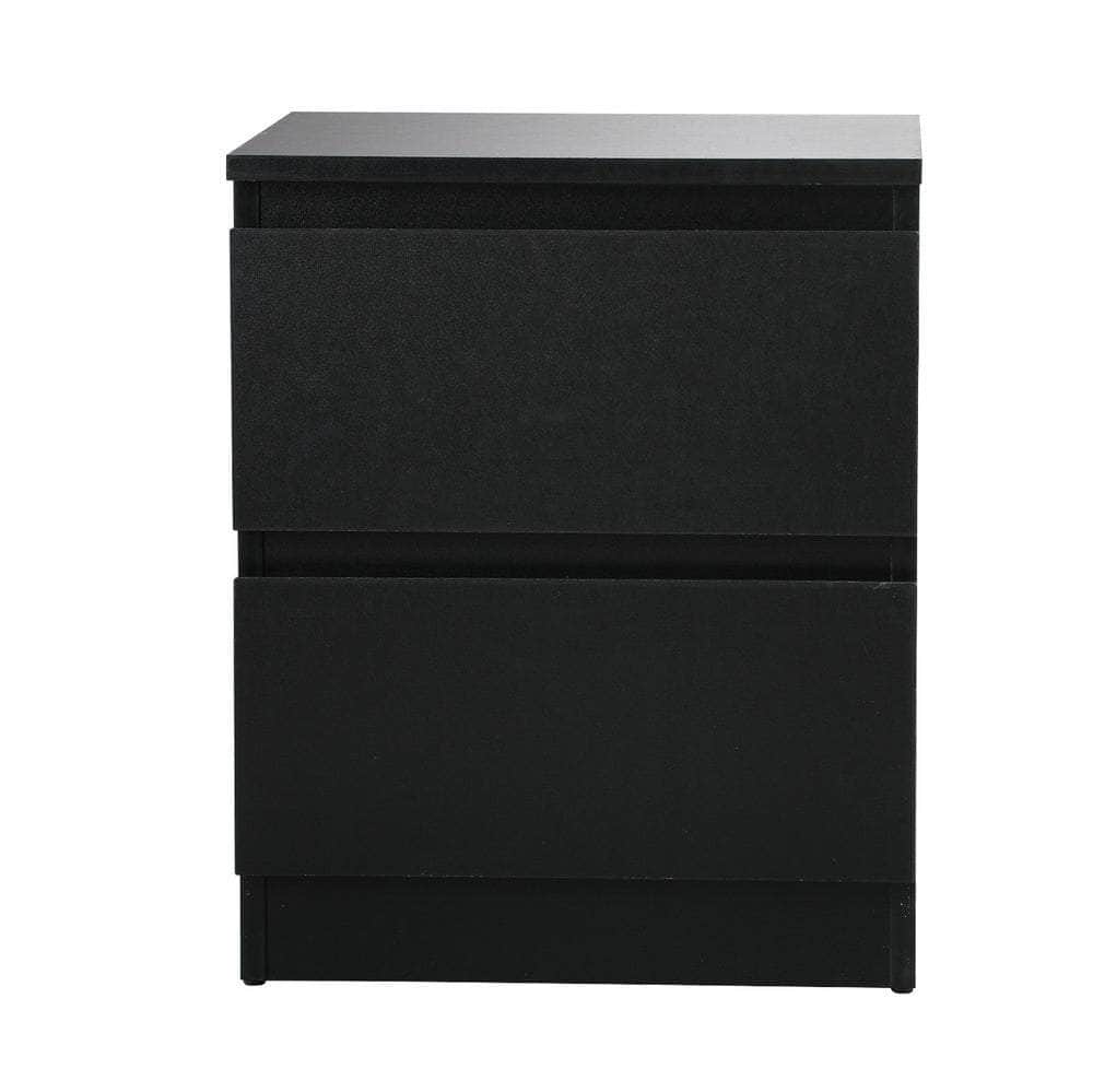 Bedside Tables Set of 2 Nightstand Black/Wood/White