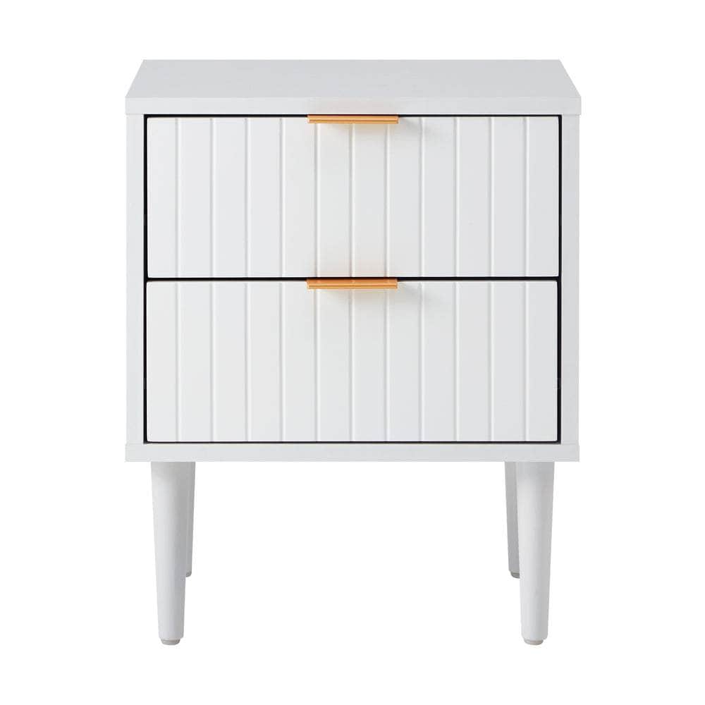Bedside Tables Set of 2 Nightstand Black/Wood/White