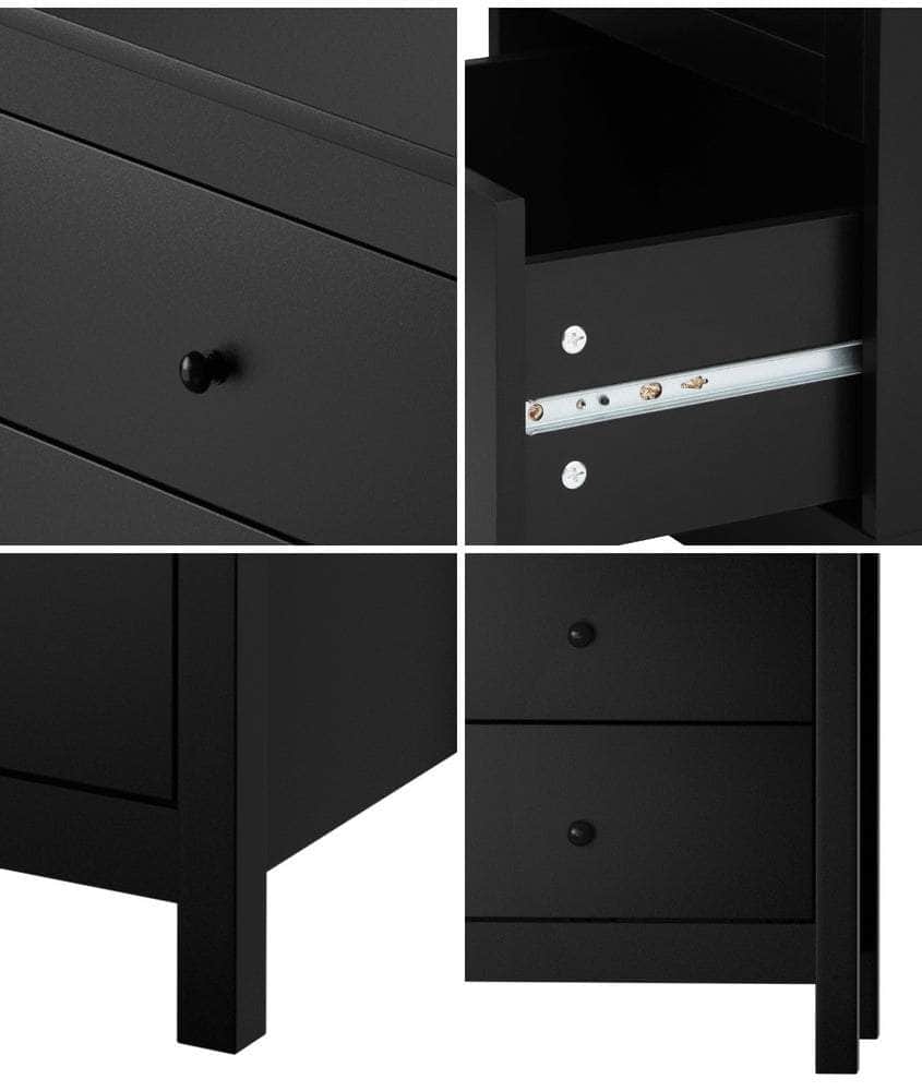 Bedside Tables Set of 2 Nightstand Side Table Black/White