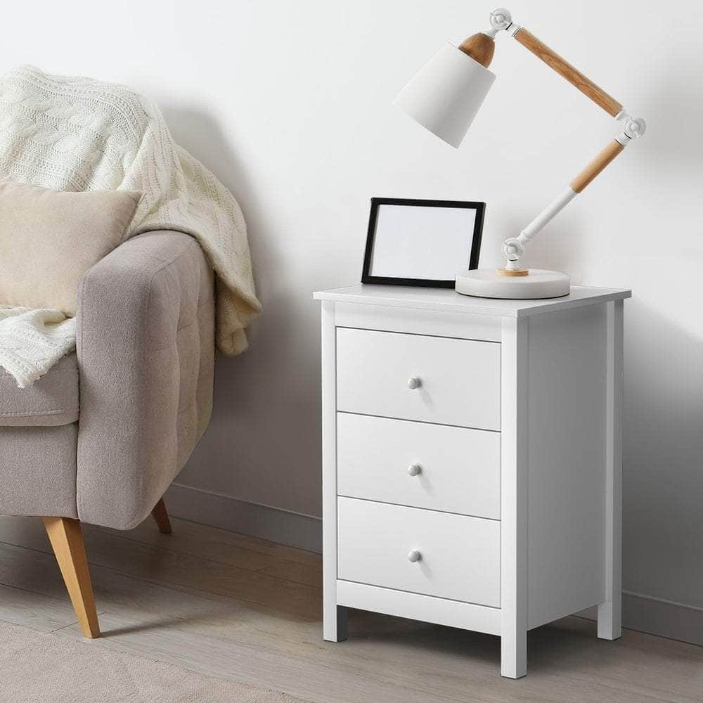 Bedside Tables Set of 2 Nightstand Side Table Black/White
