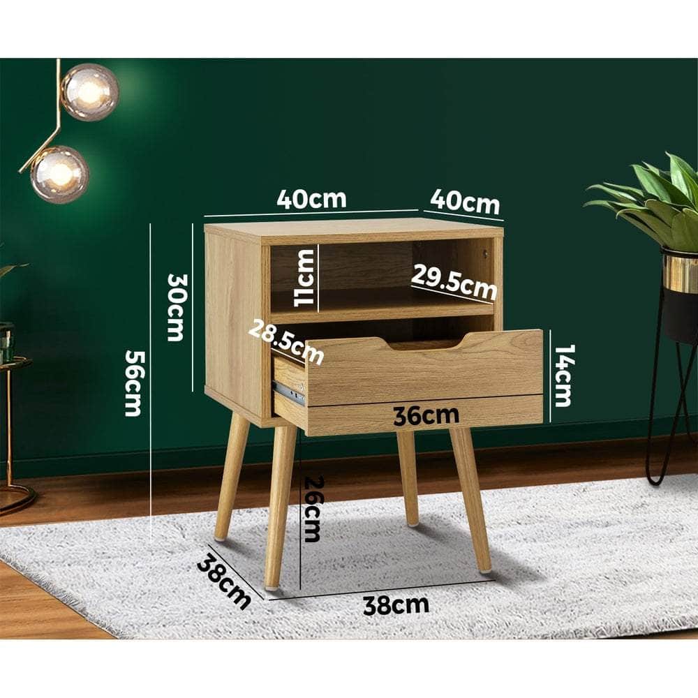 Bedside Tables Set of 2 Wood