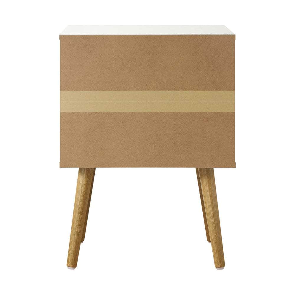 Bedside Tables Side Table Drawer Cabinet w/ Leather Handle White