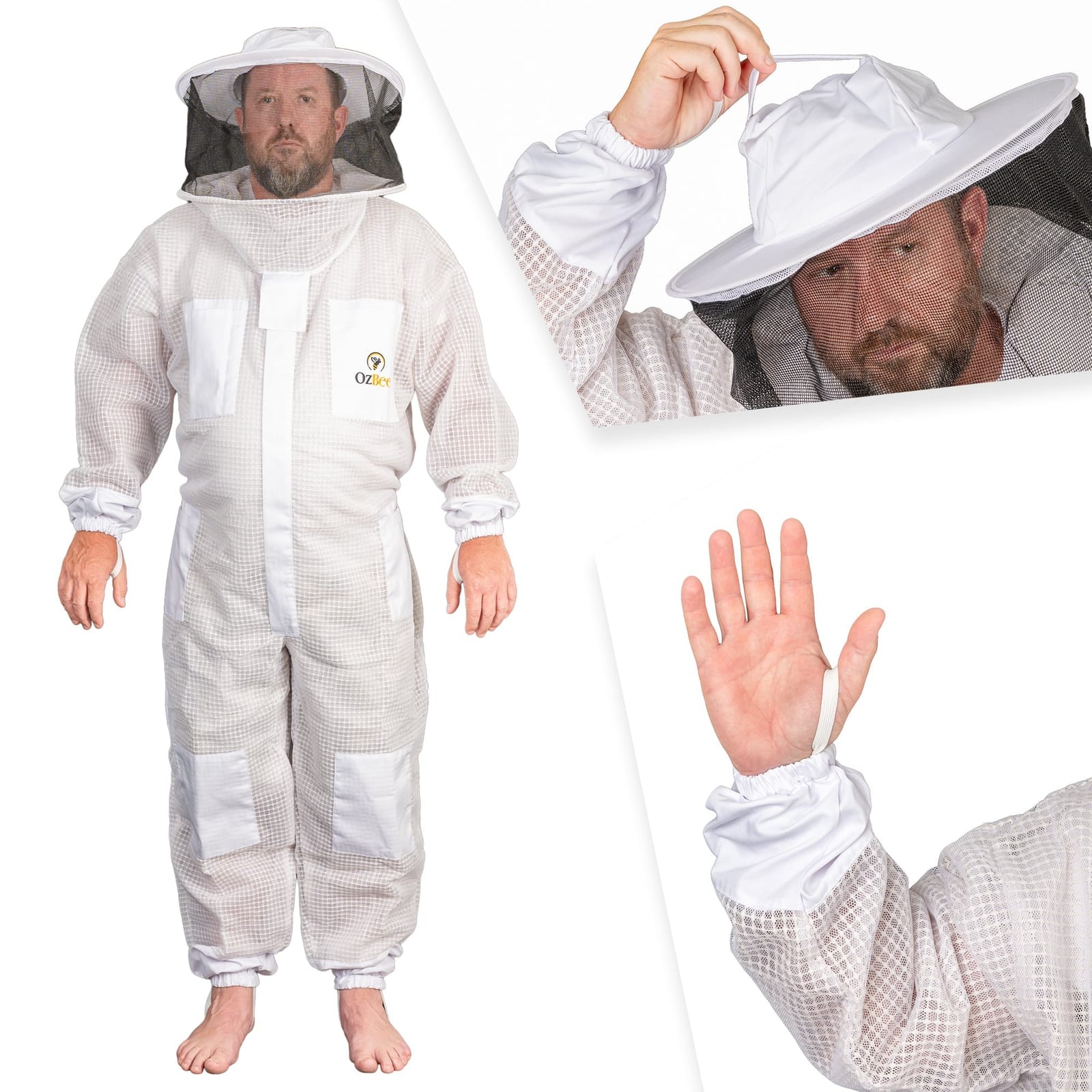 Full Suit 3 Layer Mesh Ultra Cool Ventilated Round Head Beekeeping Size M - Beekeeping