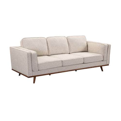 Beige Fabric 3+2 Seater Sofa With Wooden Frame