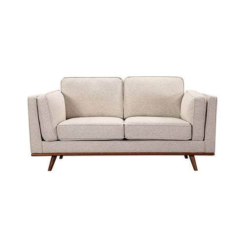 Beige Fabric 3+2 Seater Sofa With Wooden Frame