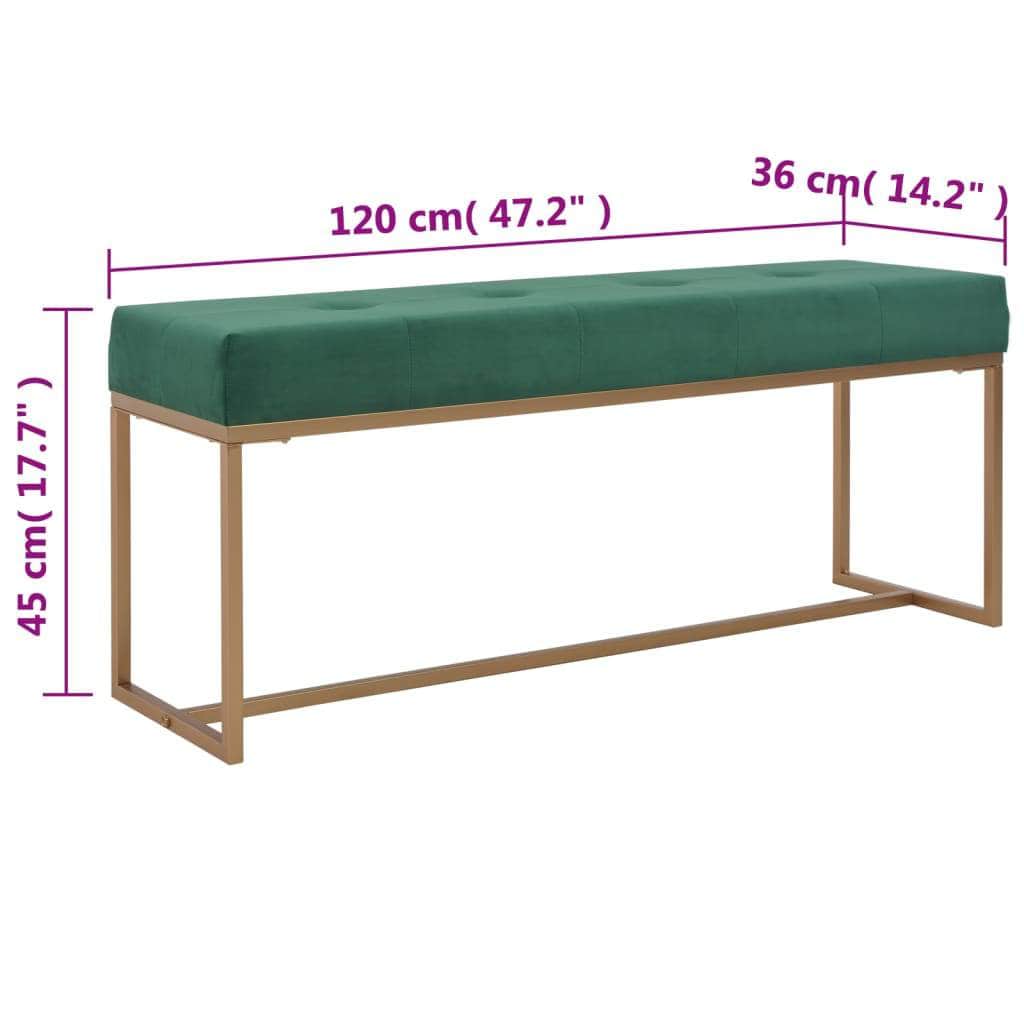 Bench 120 cm Green Velvet