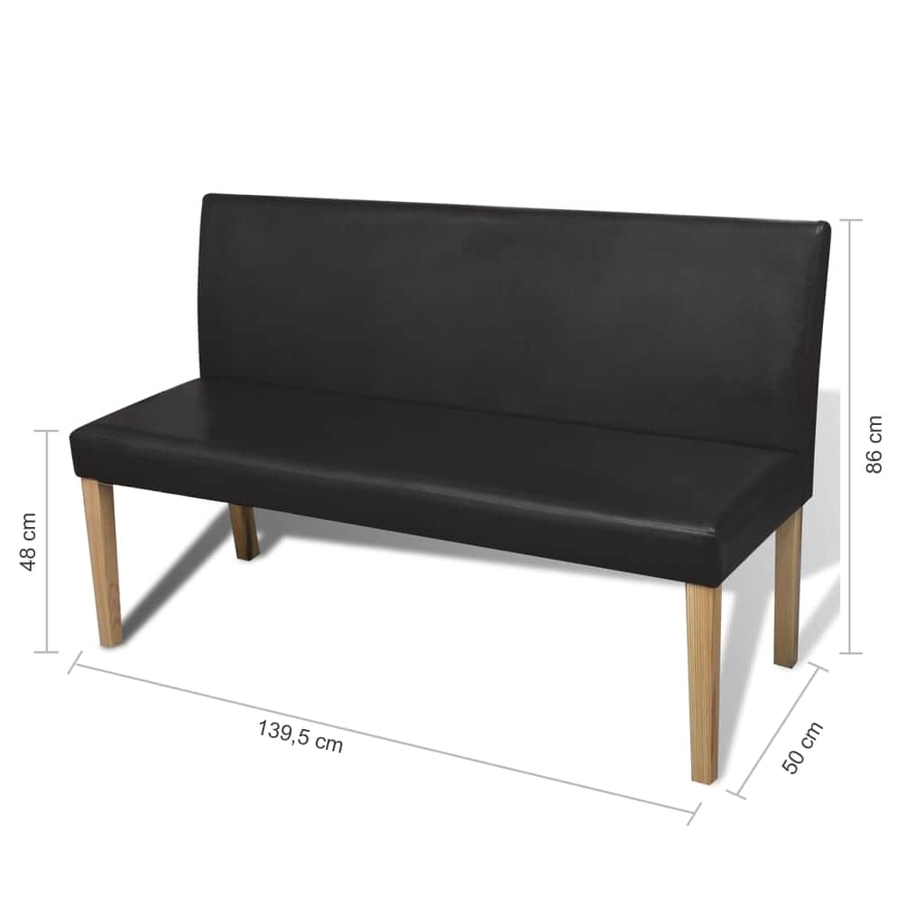 Bench 139.5cm Dark Brown Faux Leather Upholstered Seat Living Room | Leather finish