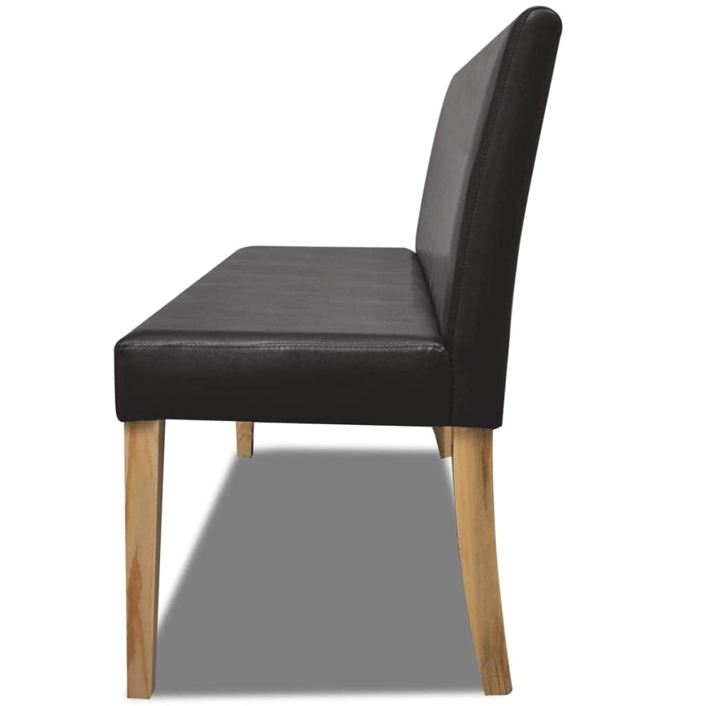 Brown colour - Bench 139.5cm Dark Brown Faux Leather Upholstered Seat Living Room
