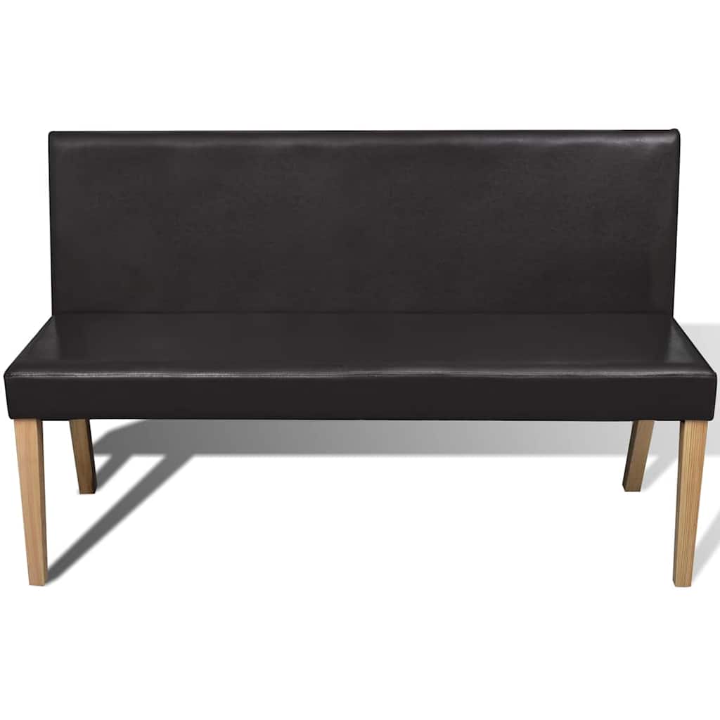 Leather finish - Bench 139.5cm Dark Brown Faux Leather Upholstered Seat Living Room