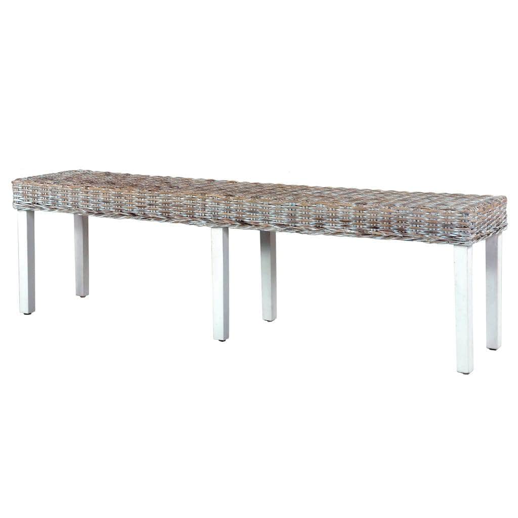 Bench 160 cm White Natural Kubu Rattan