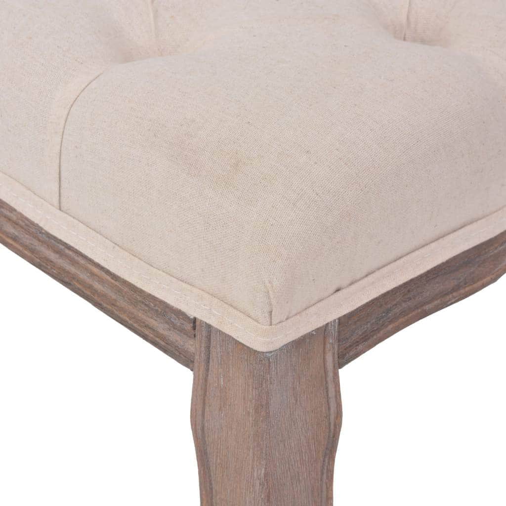 Bench Durable Linen Solid Wood Cream White