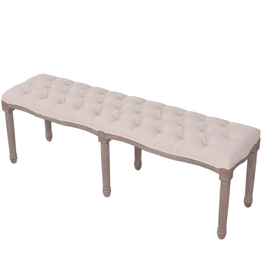 Bench Linen Solid Wood Cream White