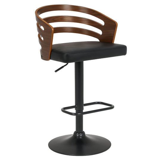 Bentwood Walnut Bar Stool Leather Seat Metal Frame