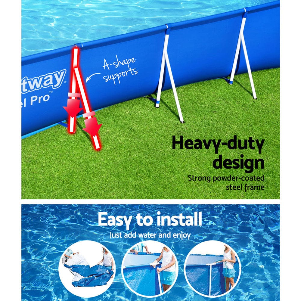 400X211X81Cm Steel Frame Above Ground Pool 5700L, Steel finish