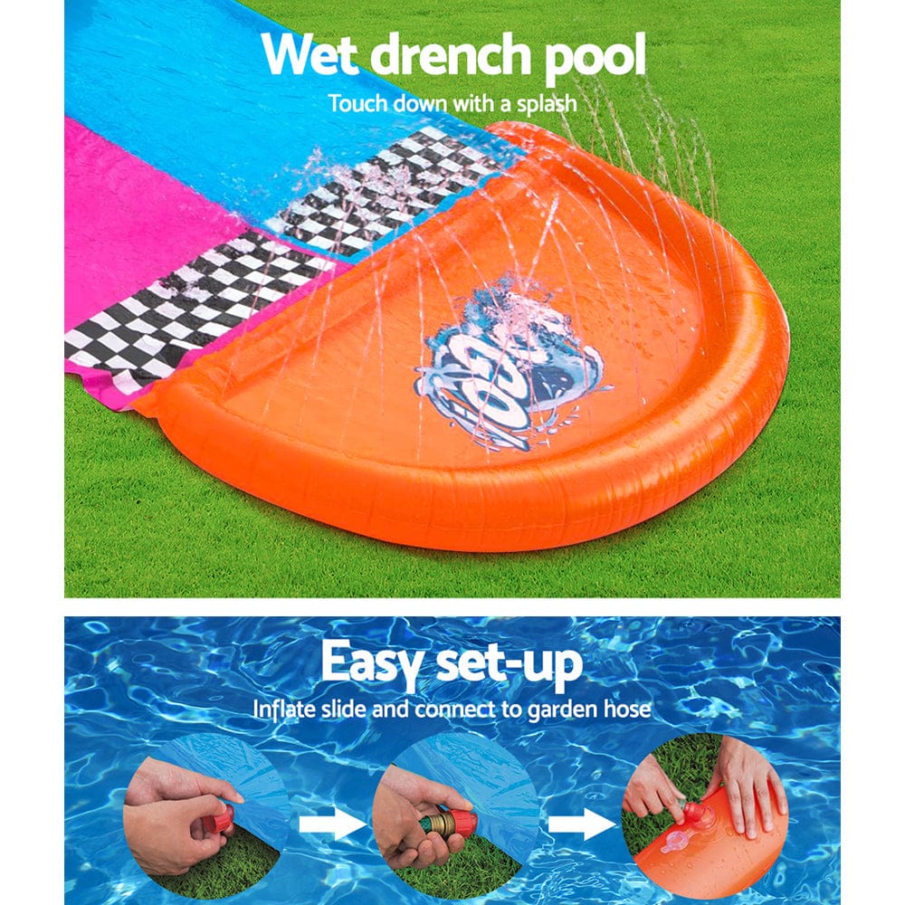 Water Slide Slip Kids 488Cm Dual Slides Splash Pad | 488Cm