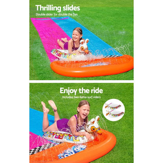 Water Slide Slip Kids 488Cm Dual Slides Splash Pad - Bestway Inflatable Rider Toy