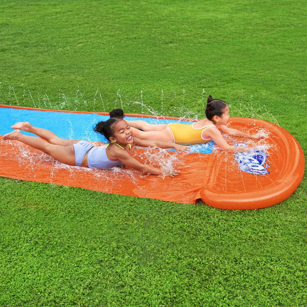 Water Slide Kids Slip 488Cm Dual Slides Inflatable Splash Pad, 488Cm