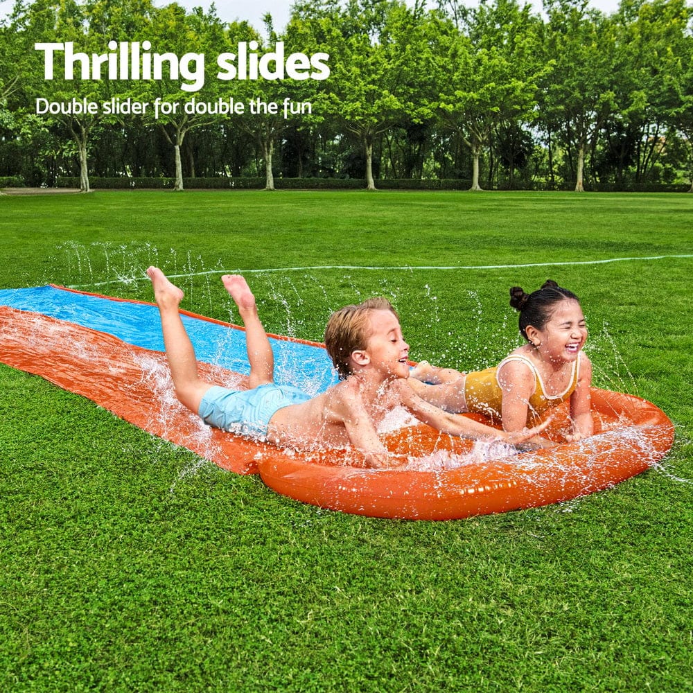 Water Slide Kids Slip 488Cm Dual Slides Inflatable Splash Pad, Bestway Double Toy Outdoor