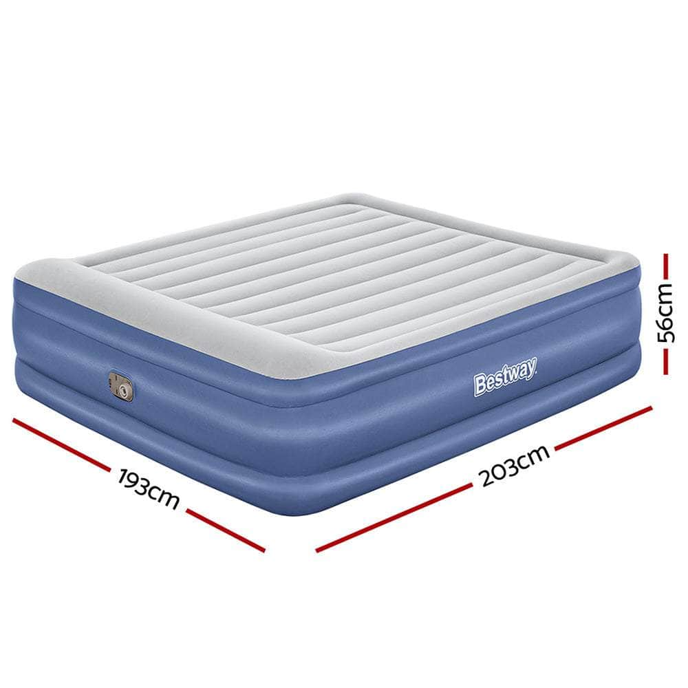 Bestway King Air Bed Inflatable Mattress Sleeping Mat Battery Built-in Pump