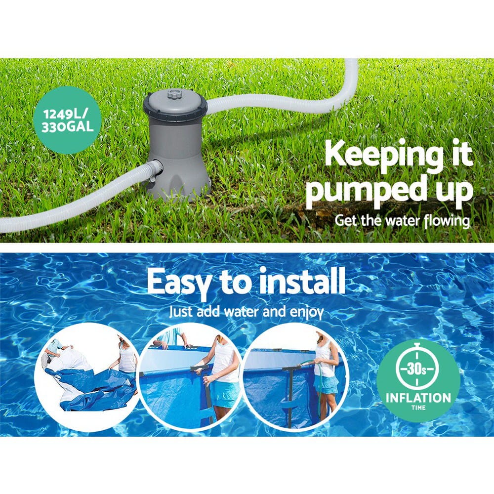 Bestway Swimming Pools Power - 366X76Cm Steel Frame Round Above Ground Pool W/ Filter Pump 6473L
