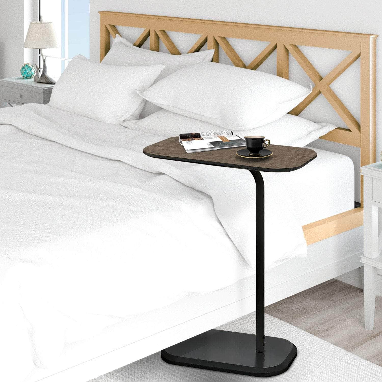 living > indoor furniture - Beveled Edge C-Shaped Side Table - photo 10