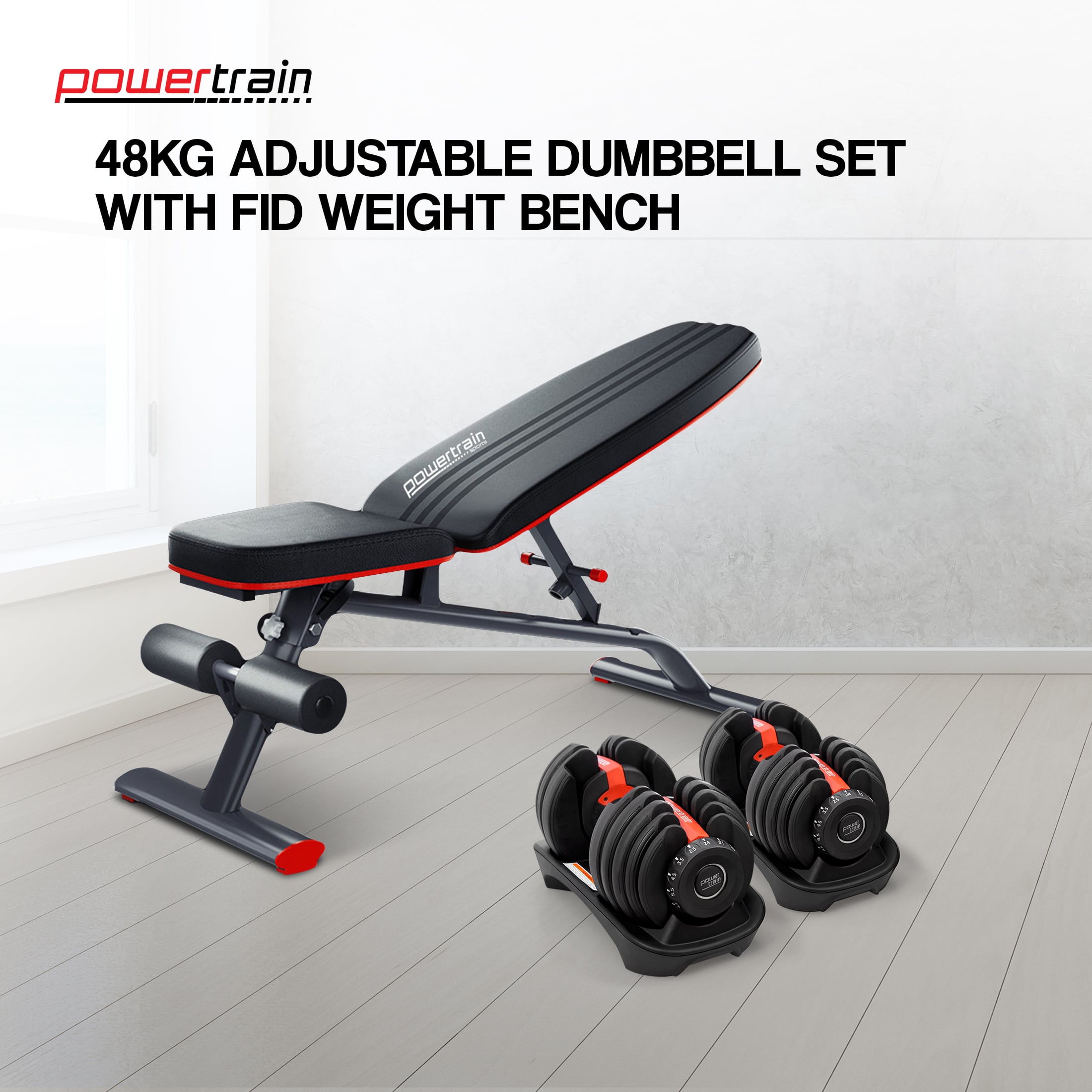 Adjustable Dumbbell Set Red Steel