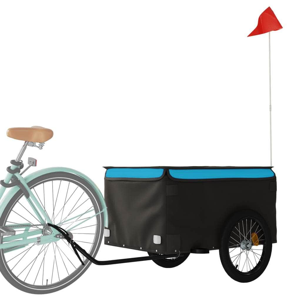 Bicycle Trailers - Bike Cargo Trailer Black and Blue Iron