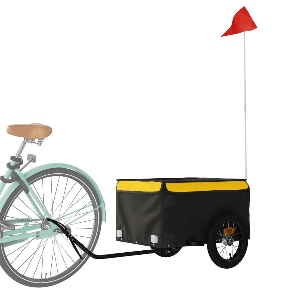 Bicycle Trailers - Bike Cargo Trailer Black and Yellow Iron
